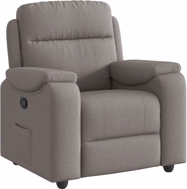 Poltrona Relax Reclinabile in Tessuto con Braccioli, Colore Beige/Grigio, Design Moderno per Soggiorno – 1