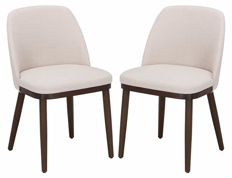 COLAMY Set da 2 sedie da pranzo – Sedie di design con rivestimento in tessuto e gambe in legno massello, ideali per il soggiorno, la cucina o la sala da pranzo – Beige