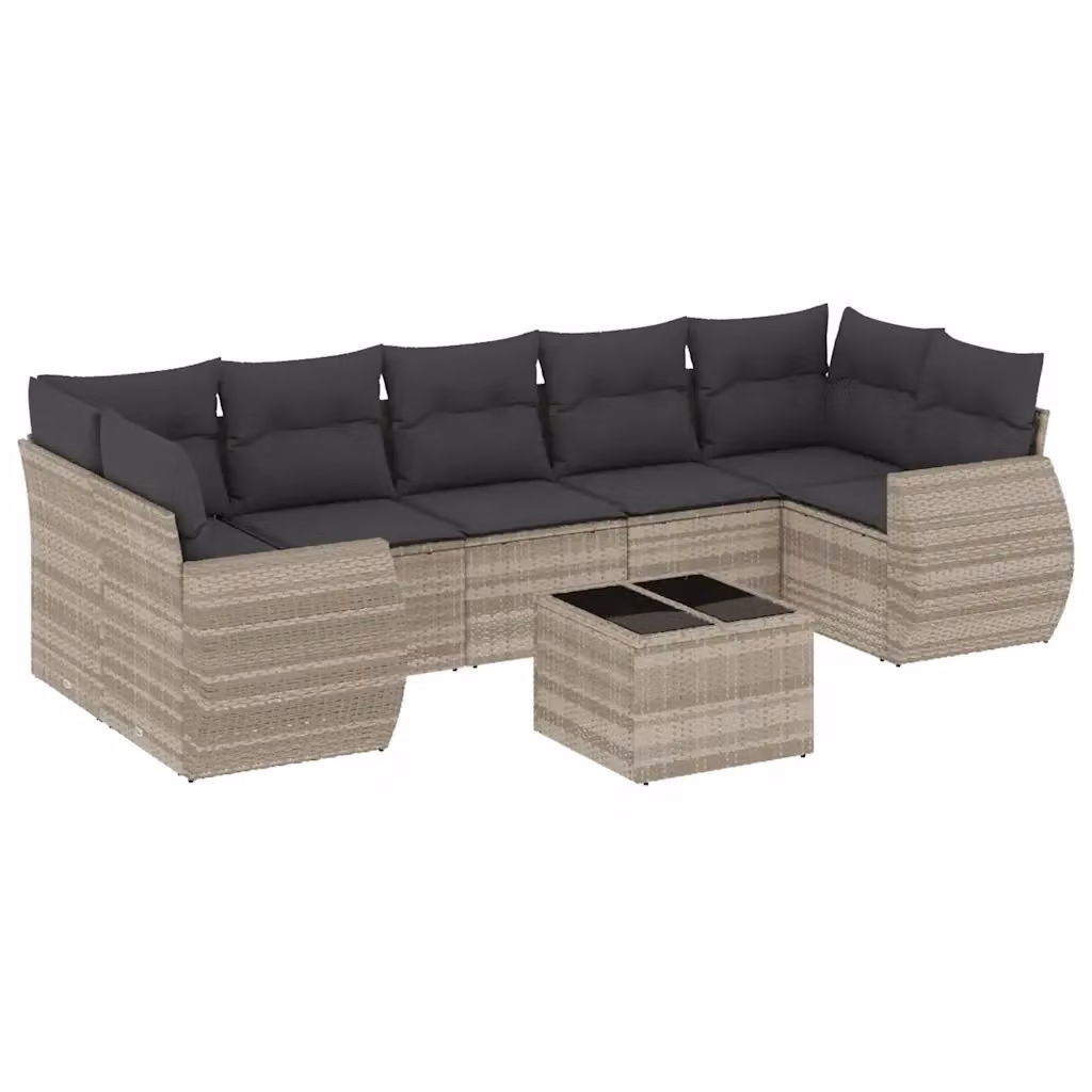 vidaXL Set Divano da Giardino a L con 8 Pezzi, Colore Antracite, con Cuscini e Tavolino da Esterno – 2