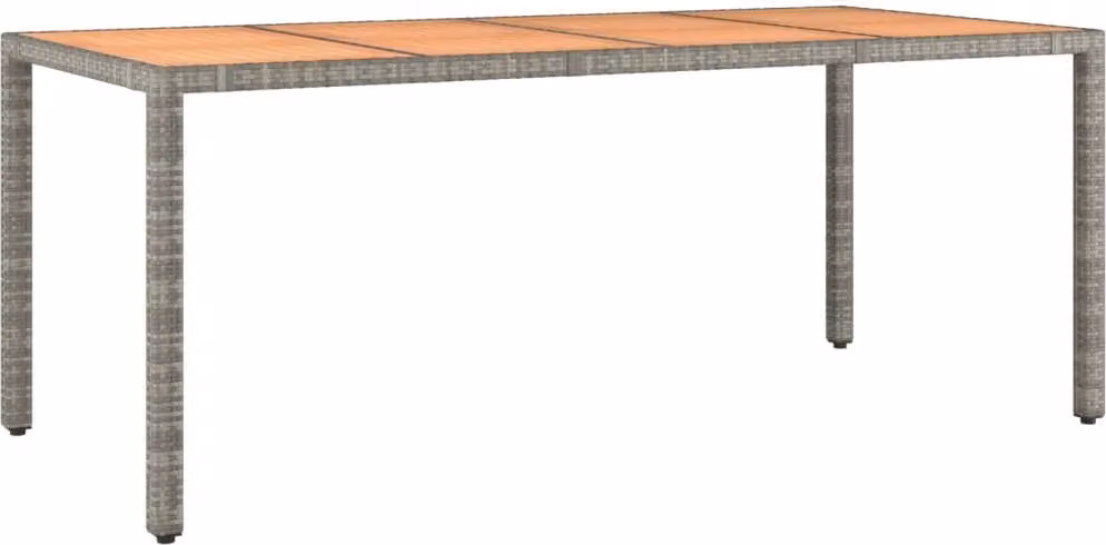 Tavolo Giardino Piano Legno Grigio Polyrattan e Massello Acacia