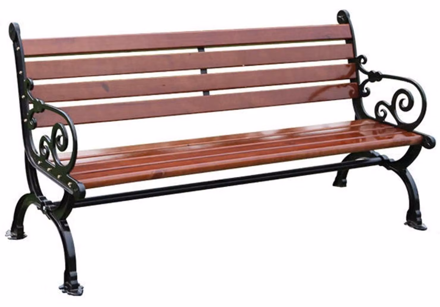 Panca da giardino per 2 persone, resistente agli agenti atmosferici, in ghisa e legno massello, dimensioni 1,2 metri, adatta per esterni