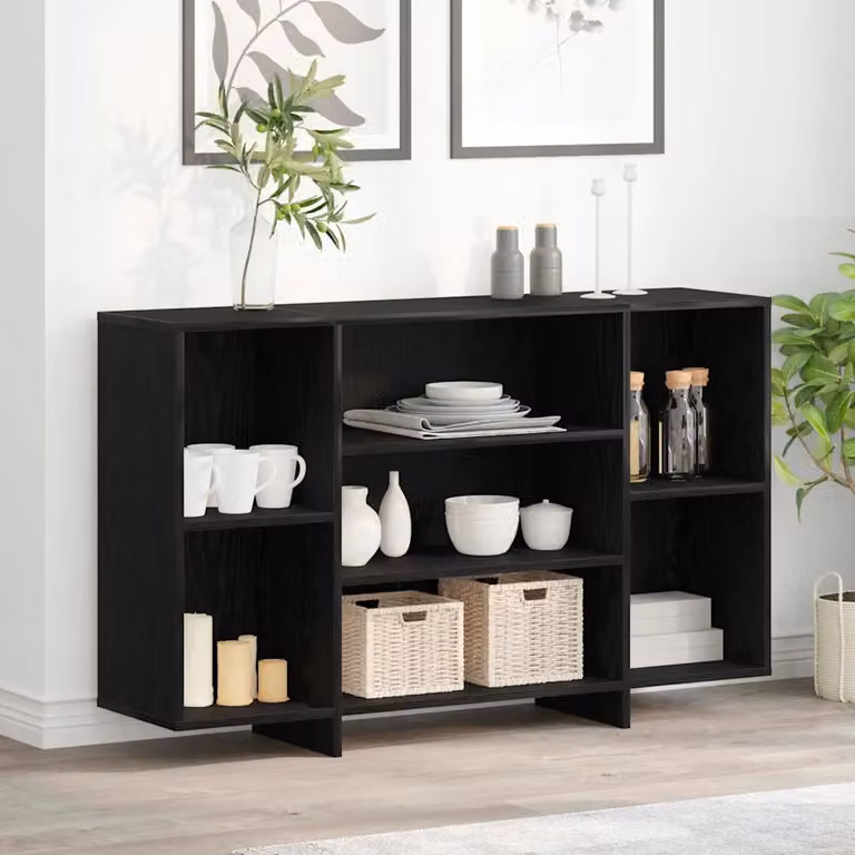 Credenza moderna vidaXL in legno MDF nero per soggiorno o ufficio, L 120 x P 30 x H 75 cm