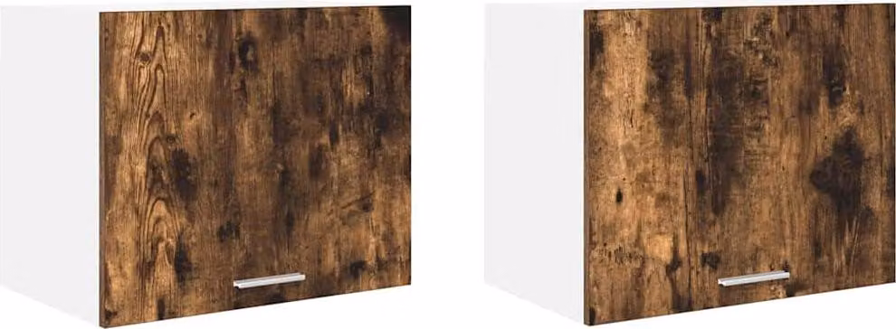 Armadio pensile con porta 2 pcs Rovere Affumicato e Bianco