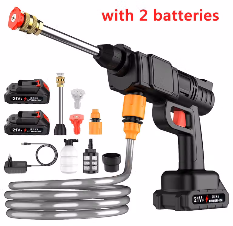 Idropulitrici - Idropulitrici a batteria - 50 bar - Alimentazione a batteria - 2 batterie incluse - Tubo flessibile per l'acqua 5–10 m
