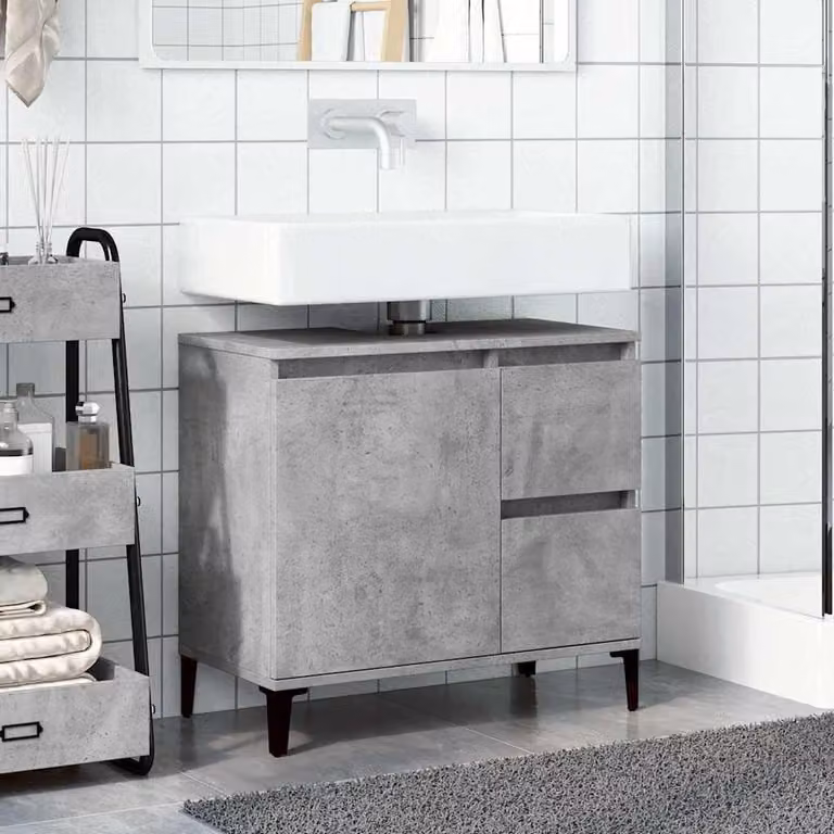 Lavabo grigio in pannello di particelle di legno, dimensioni 65 x 33 x 60 cm