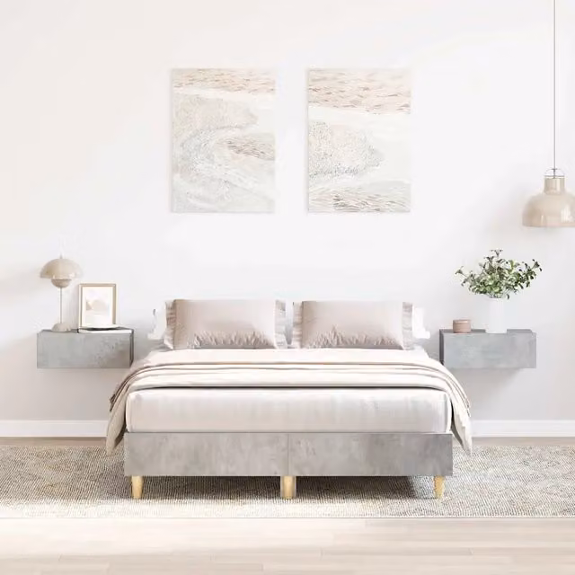 Struttura Letto Design Mania Grigio Cemento in Truciolato e MDF L/P: 138 x 193 cm
