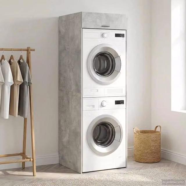 Mobiletto per lavatrice e bagno vidaXL moderno in MDF grigio opaco L: 67,5 cm, P: 68 cm, H: 200 cm