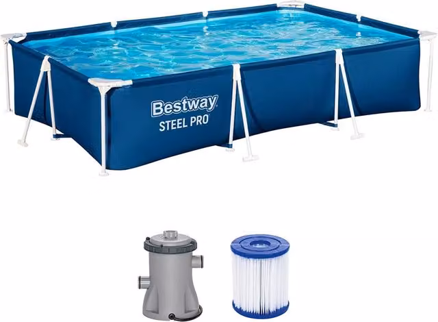 Trade Shop - Piscina Rettangolare Steel Pro Con Struttura In Acciaio Pompa Filtro 300x201x66cm 56411 -