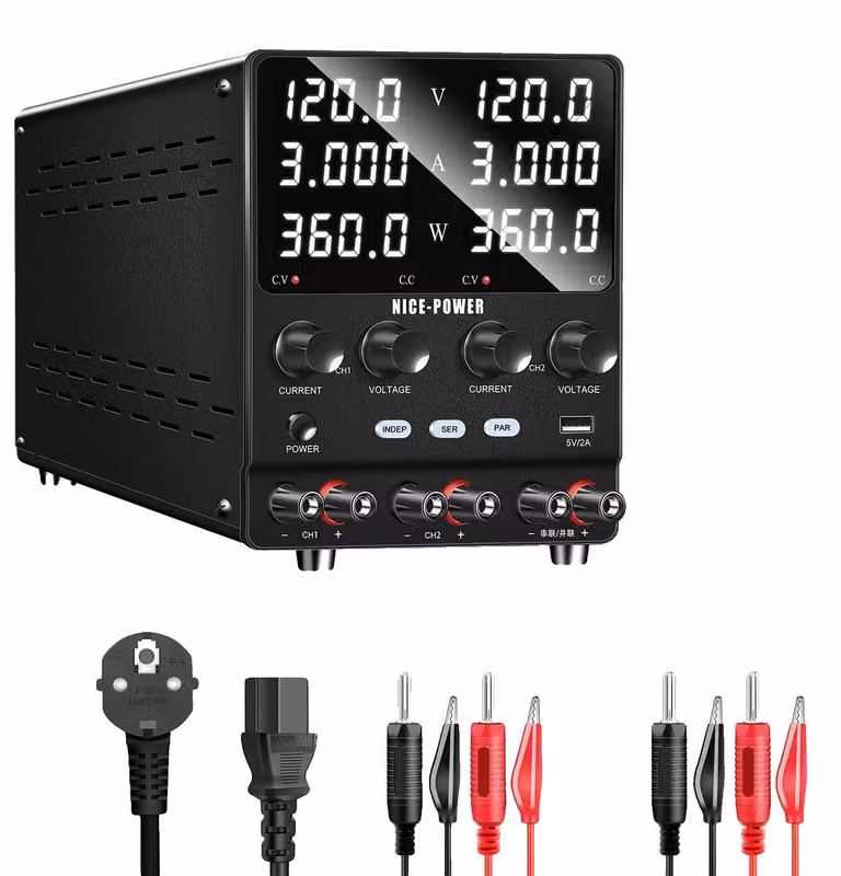 Alimentatore DC, tensione regolabile, uscita dual-channel, 120V 3A, dual-channel
