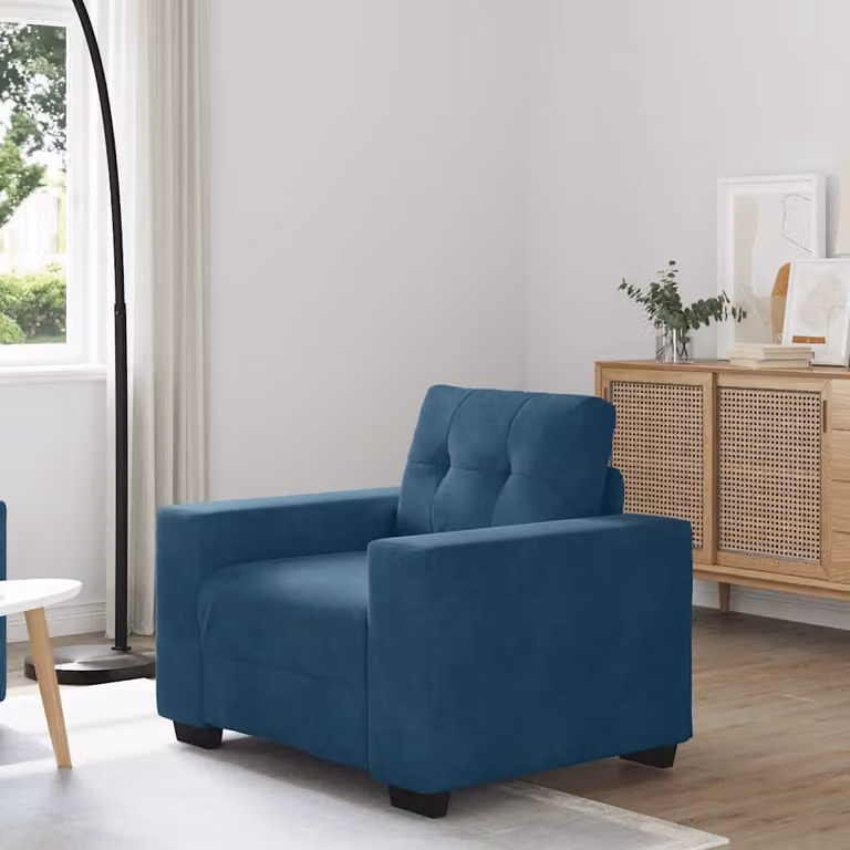 Poltrona Lounge moderna vidaXL in velluto blu con braccioli L/P/H: 100 x 78 x 80 cm