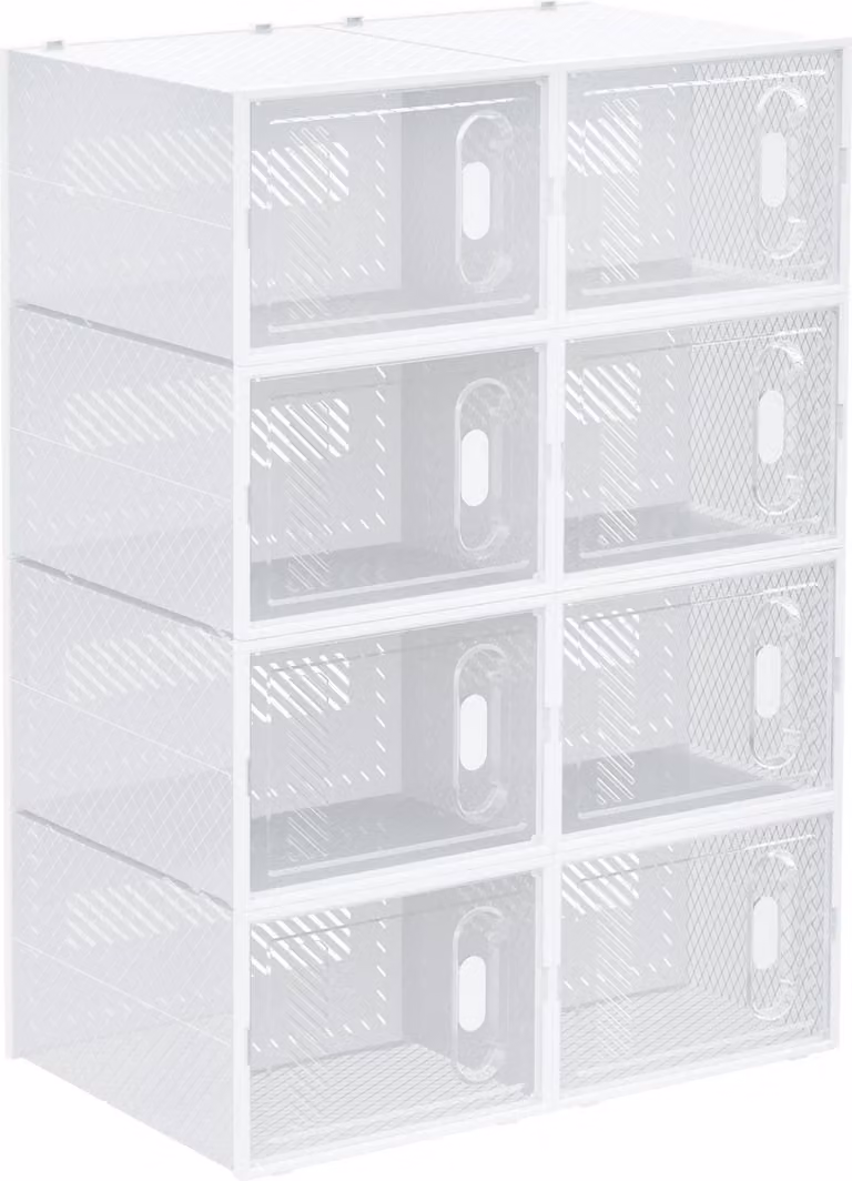 Portascarpe - Scatola per scarpe - Plastica - 28 x 36 x 21 cm - Da montare - Trasparente