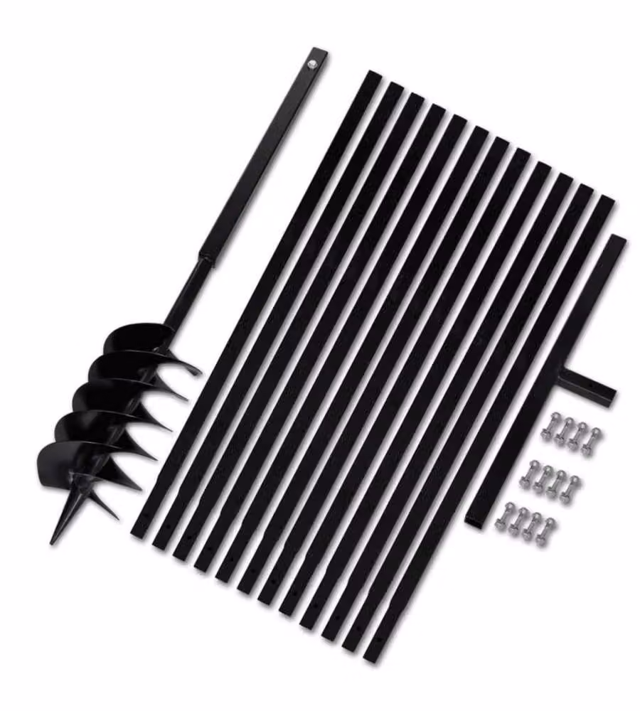 vidaXL Trapano da terra manuale in acciaio con manico e tubo di prolunga, colore nero – 2
