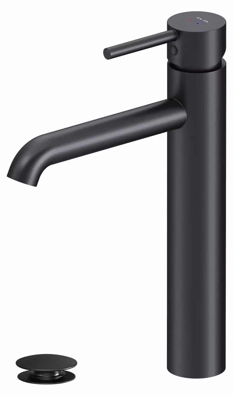 Rubinetto da lavabo di alta qualità, nero, con rivestimento PVD, cartuccia da 35 mm