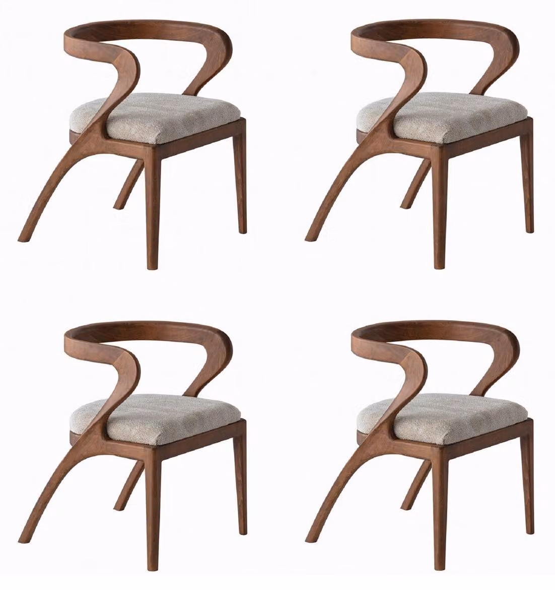 Set di sedie moderne, color marrone, composto da 4 pezzi. Eleganti sedie da pranzo in legno
