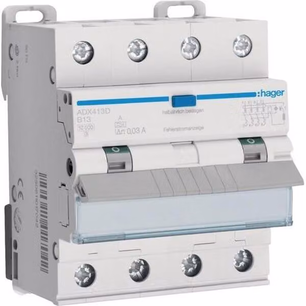 Interruttore differenziale 4 poli, 10 kA, tipo B, 13 A, 30 mA