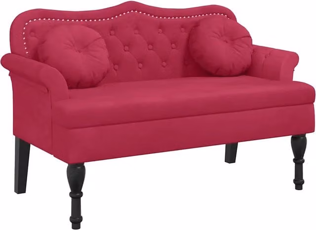 Panca con Cuscini Roso Vino 120,5x65x75 cm in Velluto CFW7722430