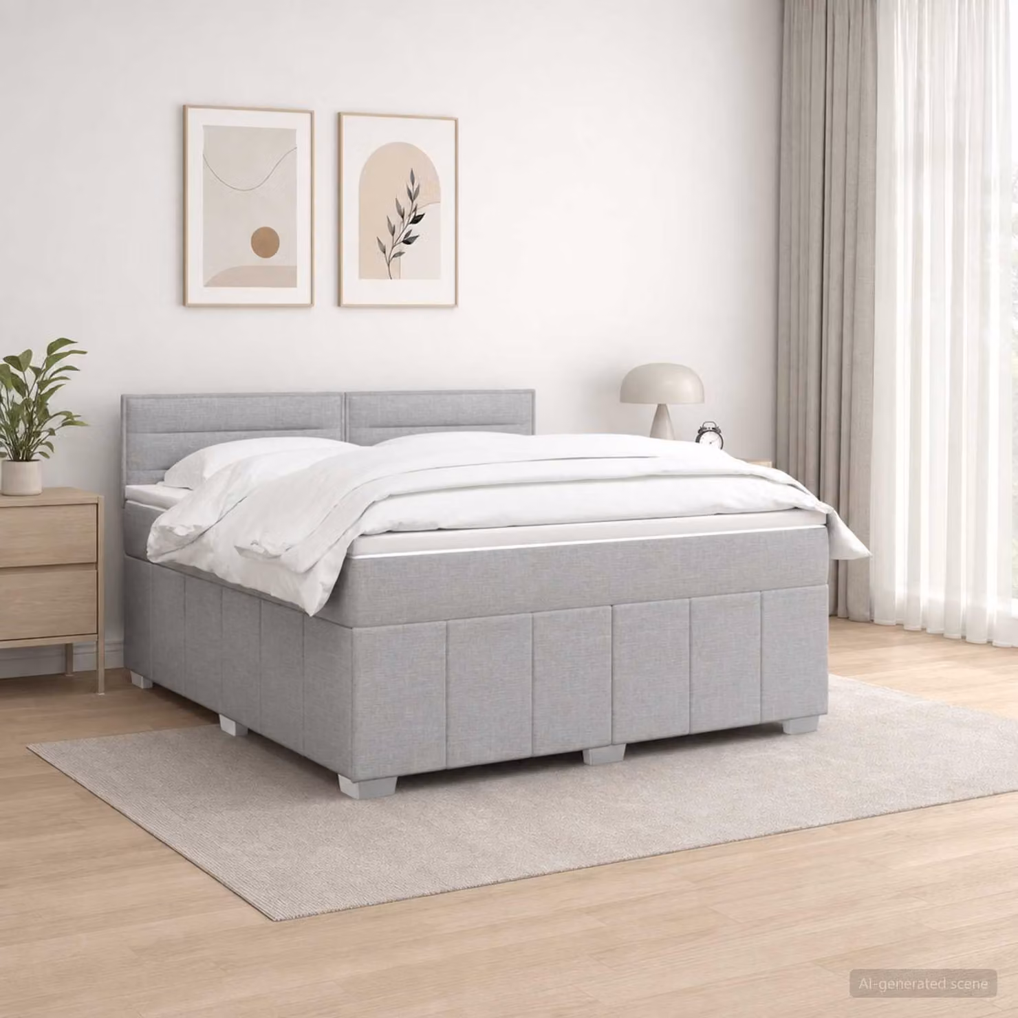 vidaXL Letto box spring ibrido con materasso a molle insacchettate Grigio Chiaro L: 140 cm, P: 200 cm