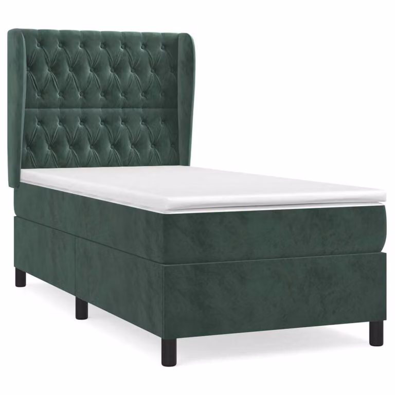Giroletto a Molle con Materasso Verde Scuro 100x200 cm Velluto