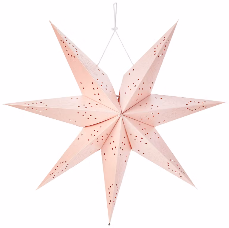Lampada a stella in carta, stile romantico, metallo, attacco E14, colore rosa, dimensioni 16x54x50 cm