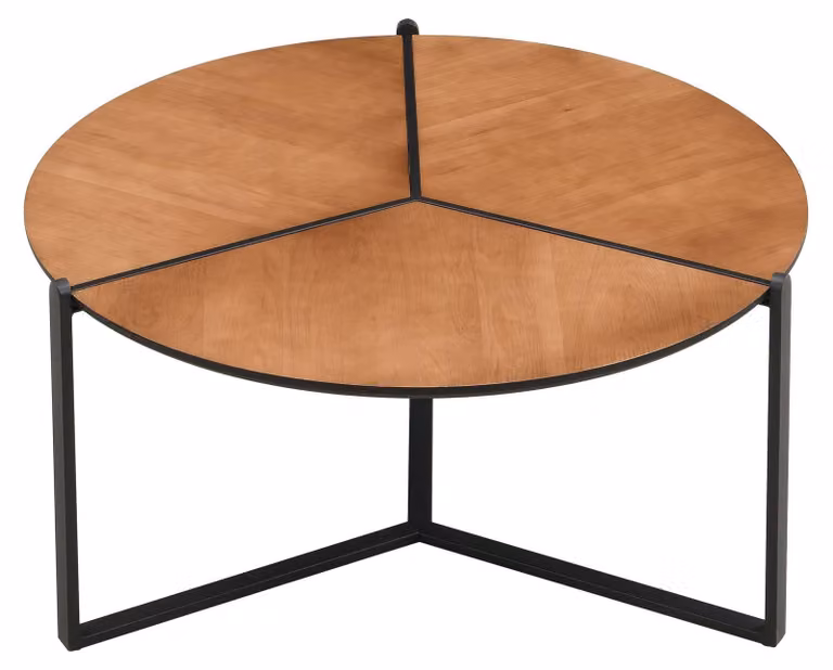 Tavolino WOHNLING, 80 cm, effetto legno MDF, forma rotonda, tavolino da salotto, design in metallo, tavolino da divano, moderno, tavolino da lounge, struttura a tre gambe, tavolino ausiliario per il soggiorno