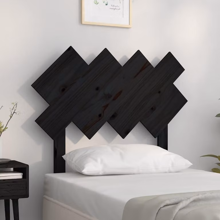Testiera per letto vidaXL in legno massello di pino nero, stile rustico, L: 92 cm, P: 3 cm, H: 81 cm