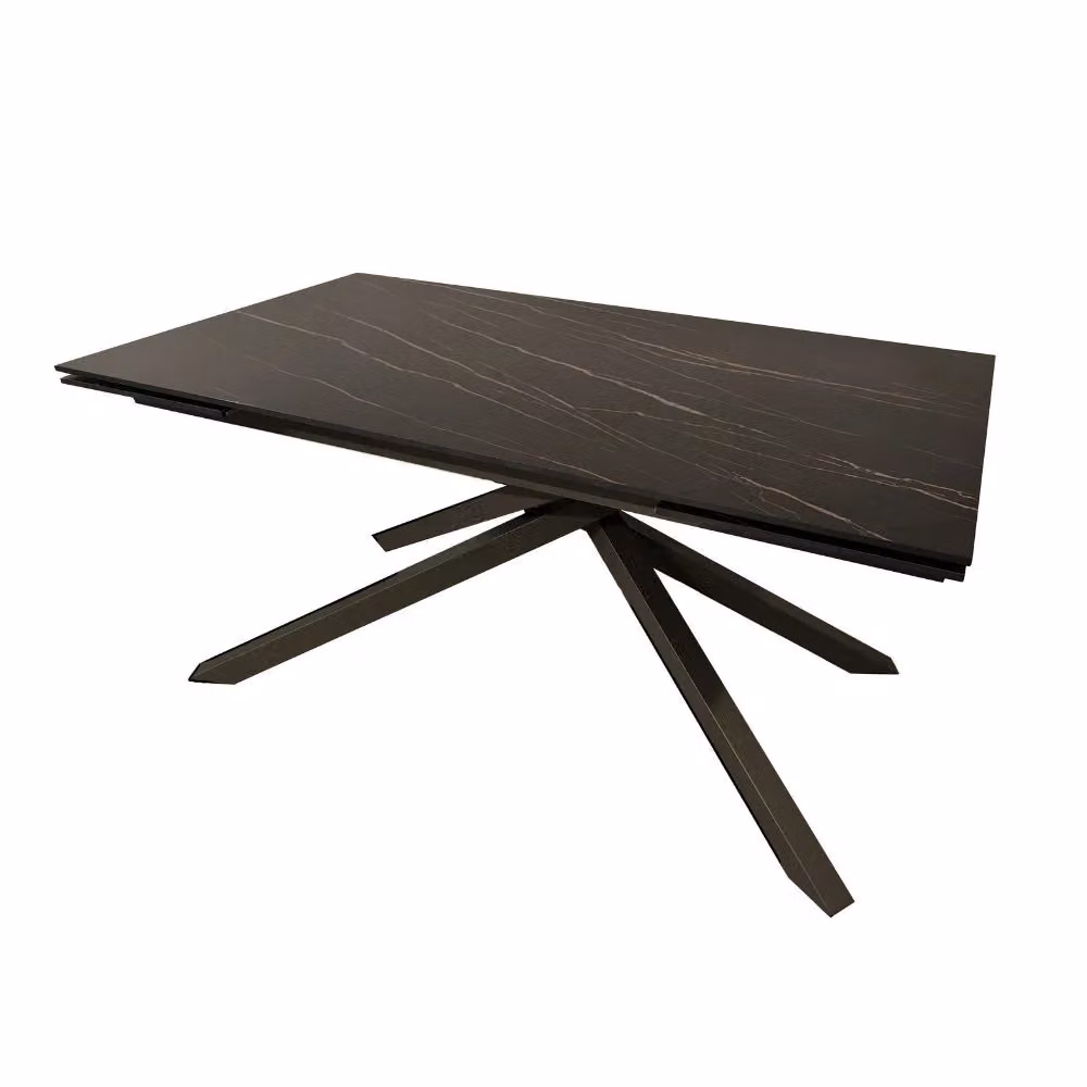 Tavolo allungabile Nefti Effezeta Italia con top in ceramica nero-oro opaco e gambe grigie – 2