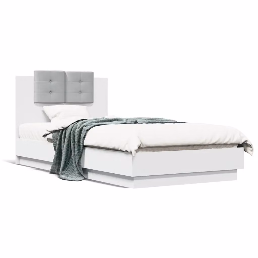 Letto con testiera vidaXL in legno multistrato bianco e grigio 90x190 cm – 2