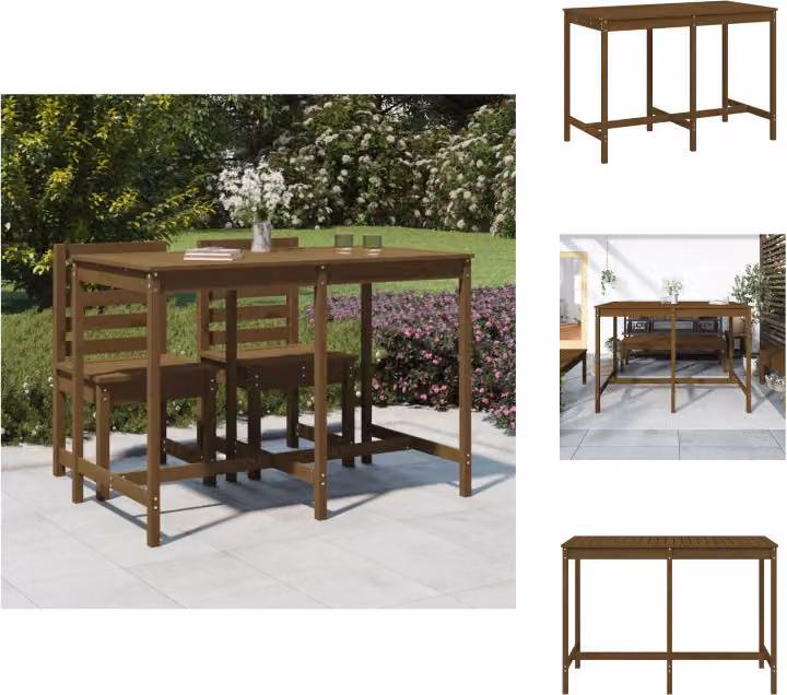 vidaXL Tavolo da giardino marrone miele 159,5x82,5x110 cm in legno di pino massiccio - Tavoli da giardino