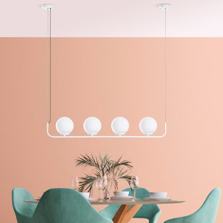 Opviq, Faruk - 13722,Lampadario, bianco, corpo in metallo, 100 x 15 x 20 - 110 cm