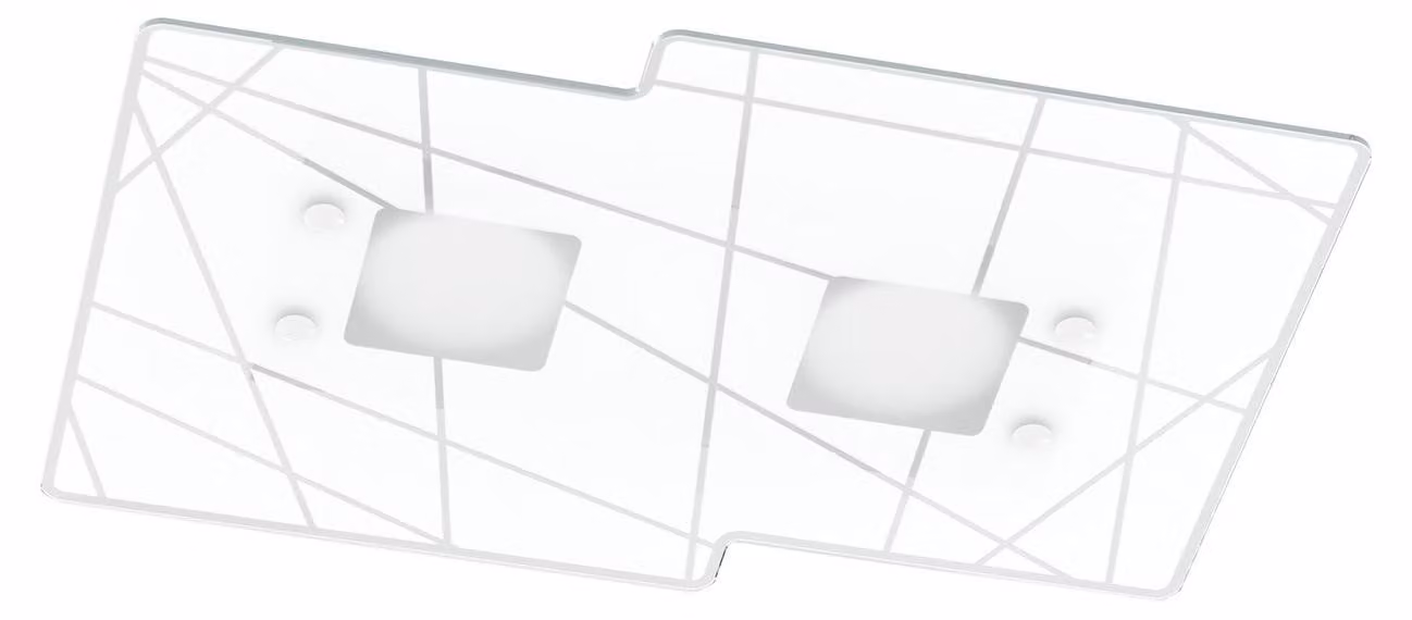 Plafoniera Contemporanea Focus Metallo Bianco Vetro 2 Luci Gx53