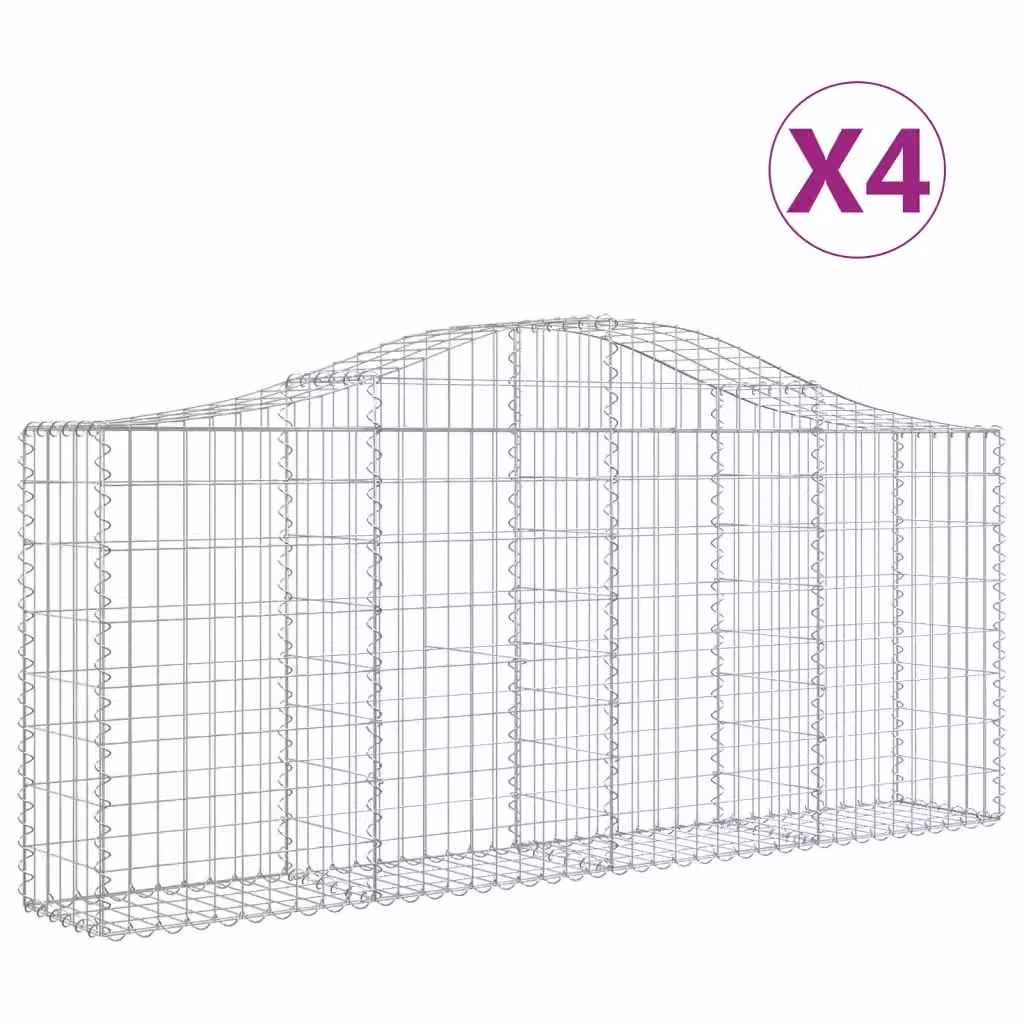 Set di 4 Cesti Gabbioni ad Arco vidaXL in Acciaio Zincato Argento L: 200 cm, P: 30 cm, H: 80-100 cm – 2