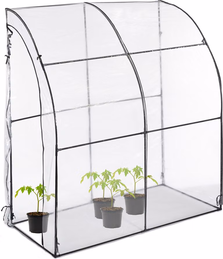 Serra per pomodori Relaxdays, telo in PVC, HBT: 215 x 200 x 100 cm, serra in telo calpestabile, trasparente/nera