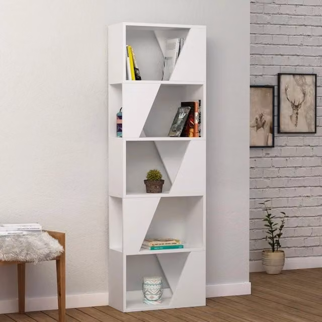 Libreria Frame GIORDANOSHOP bianca con 5 ripiani L: 54 cm, H: 168 cm, P: 24 cm