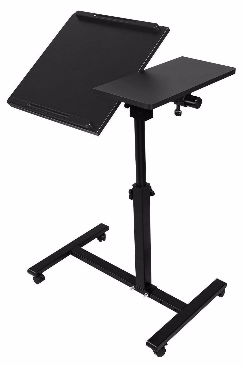 Tavolino per laptop, scrivania regolabile in altezza con rotelle, pieghevole, dimensioni 70 x 44 x 65-95 cm, colore nero