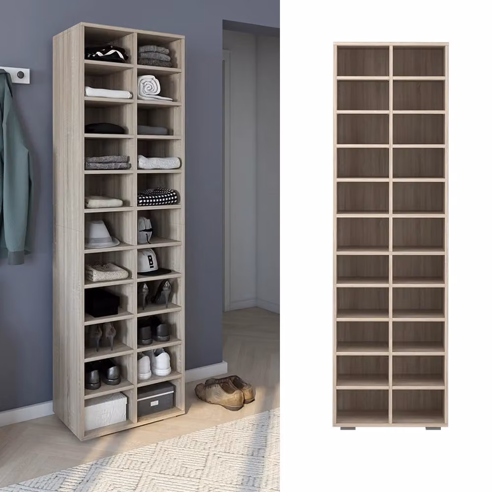 Scarpiera Vicco Paris moderna in legno MDF, colore marrone e beige, L: 52.4 cm, H: 183.3 cm, P: 33.3 cm – 2
