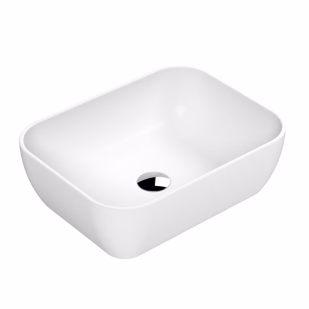 Lavabo Appoggio Quadrato Moderno Bianco Opaco 455x325mm