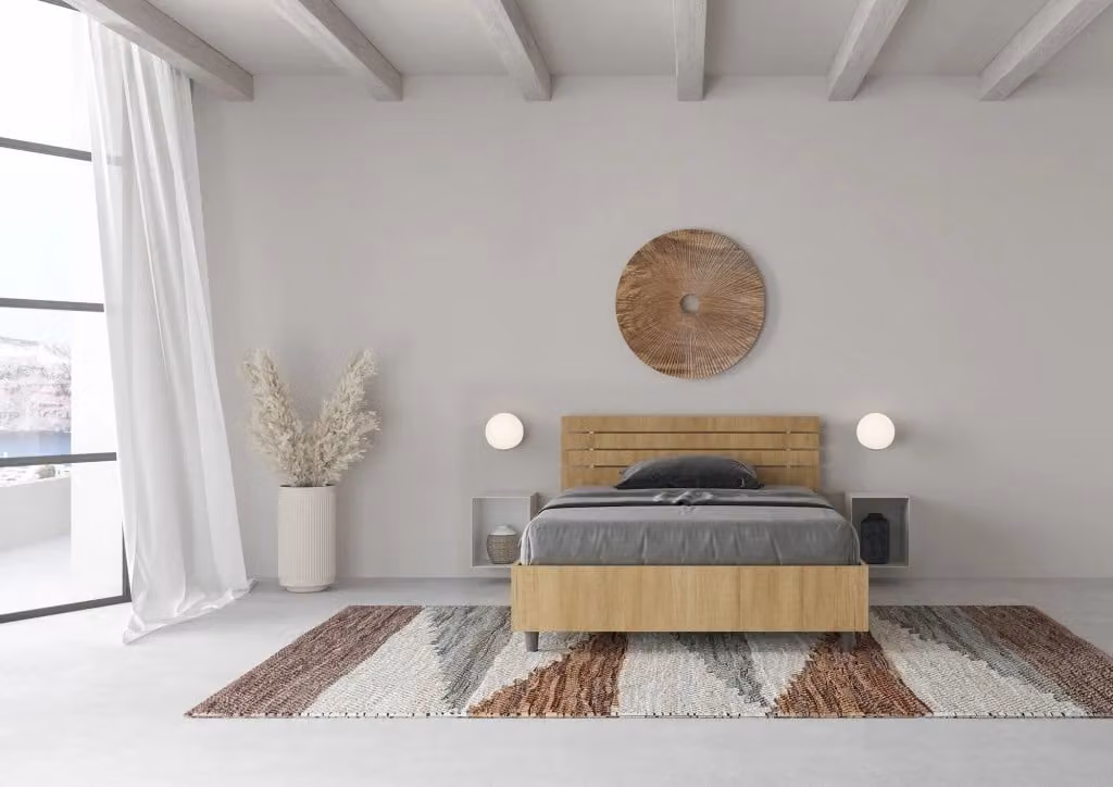 Letto 1 Piazza e Mezzo Ankel GIORDANOSHOP con Contenitore e Rete a Doghe, Colore Quercia Natura, L/P/H: 120 x 200 x 127 cm – 2