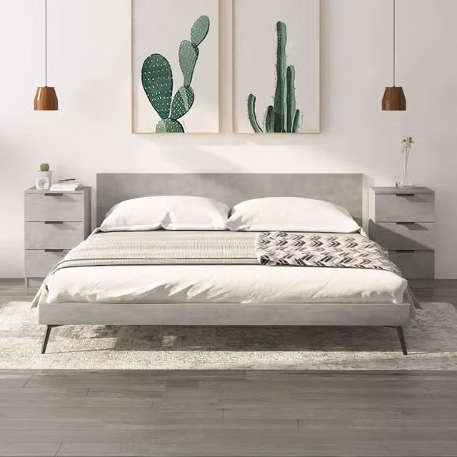 Comodini 2 pz-Set di 2 Tavolino da notte Grigio Cemento 40x36x65 cm