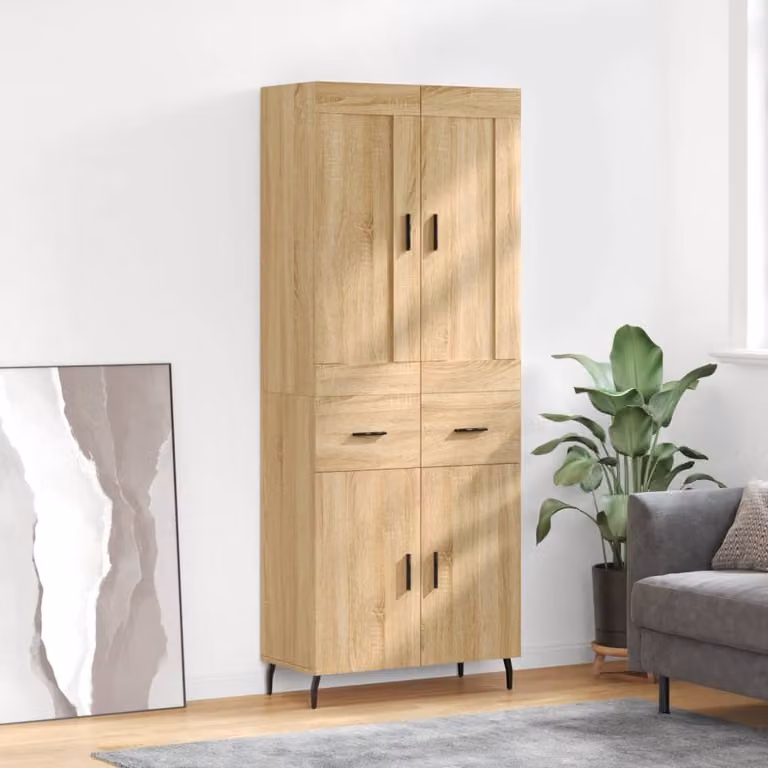 Credenza moderna vidaXL in legno multistrato color rovere Sonoma, L: 69,5 cm, P: 34 cm, H: 180 cm