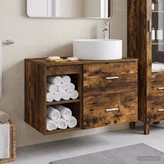 Set di mobili per il bagno 2 pz Rovere Fumo 3403932