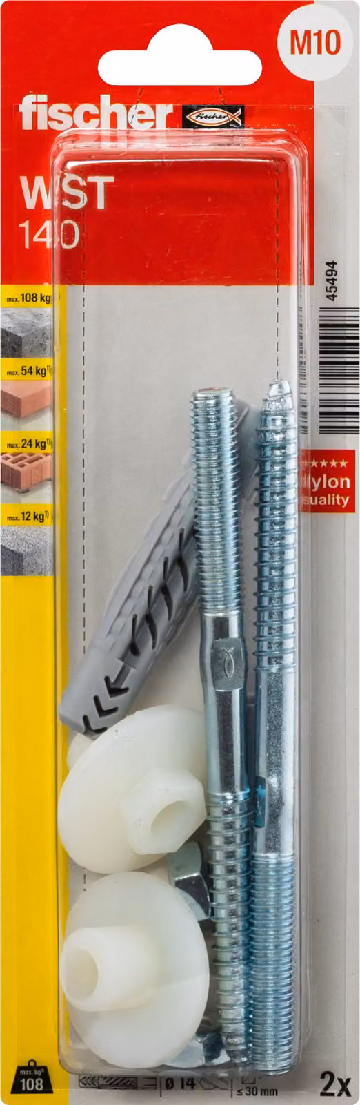 Fischer 45494 vite di ancoraggio / tassello a muro 2 pz. kit vite e tassello a muro