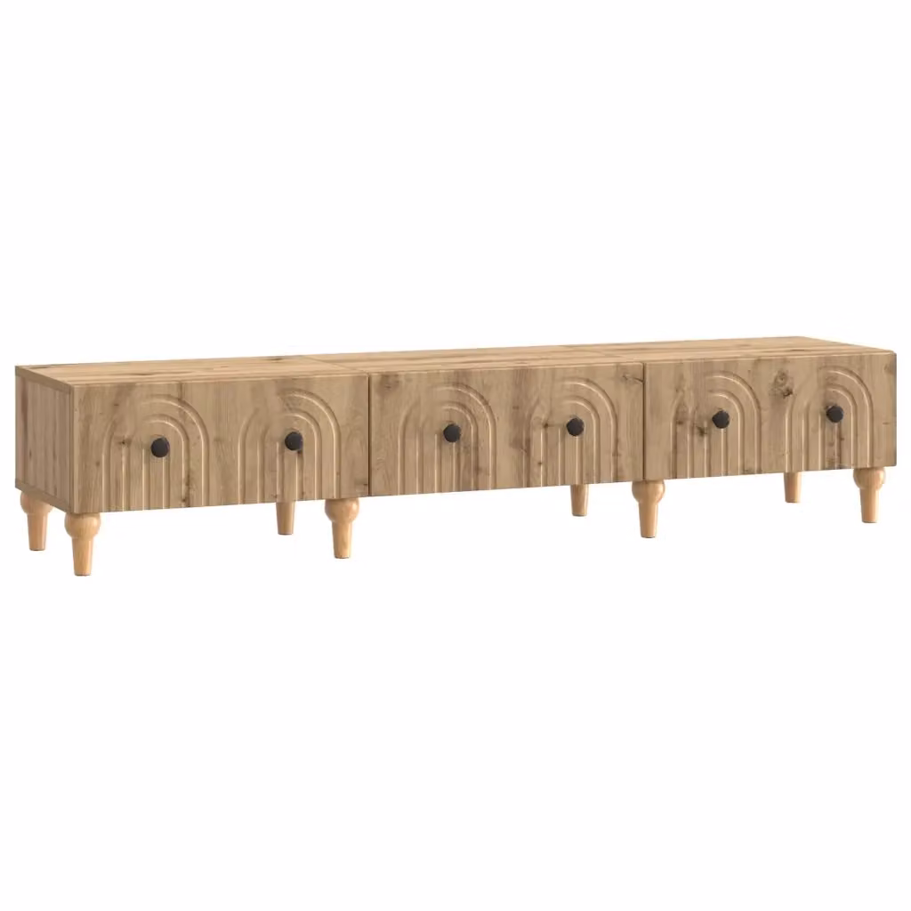 Mobile TV moderno in rovere color marrone con cassetto, L 147 x P 34,5 x H 30 cm – 2