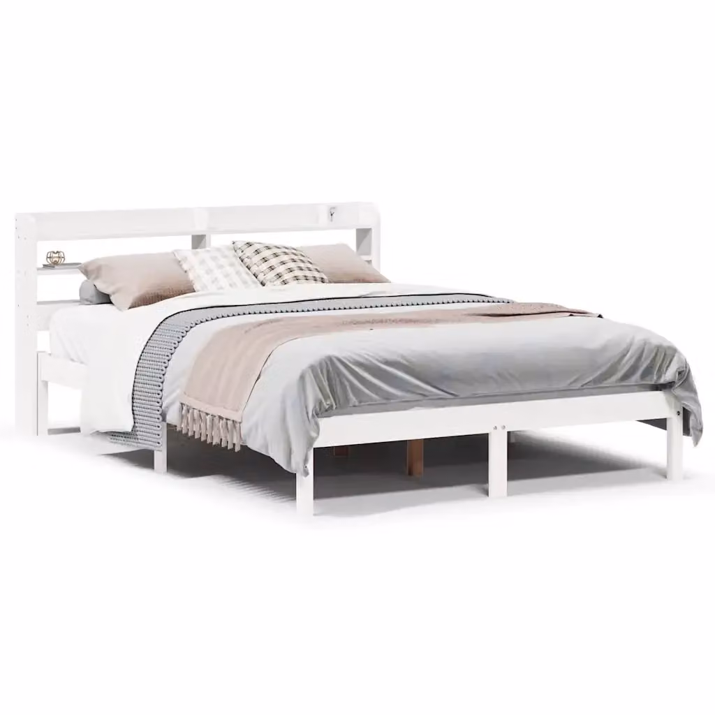 Letto singolo in legno massello di pino bianco vidaXL con doghe piatte L: 190 cm, P: 145 cm, H: 82 cm – 2