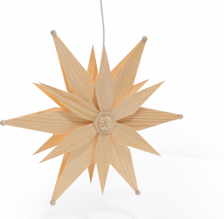 Decorazione per finestre a forma di stella di abete, doppia, con illuminazione. Al centro, una stella. Dimensioni: 34x34x8 cm. NUOVO