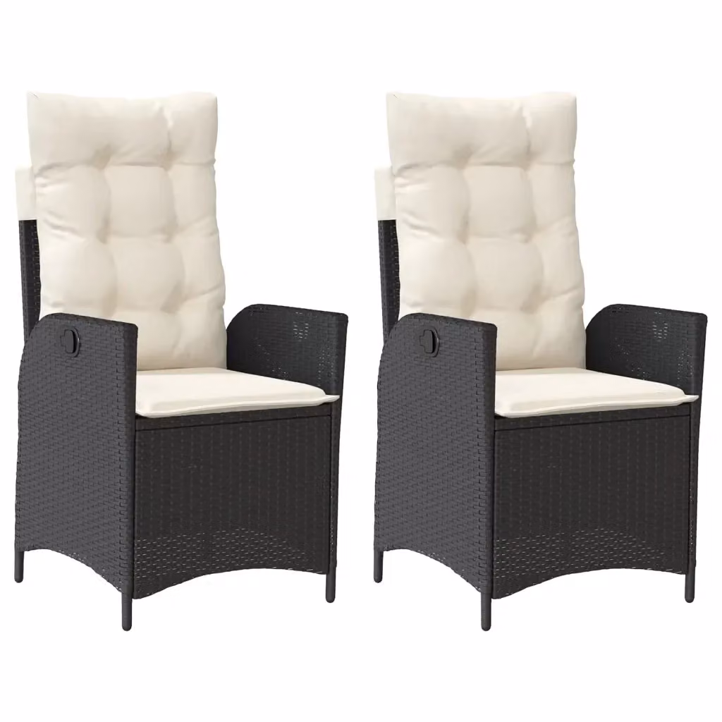 Set di 2 sedie reclinabili da giardino con cuscini vidaXL in polyrattan nero e metallo – 2