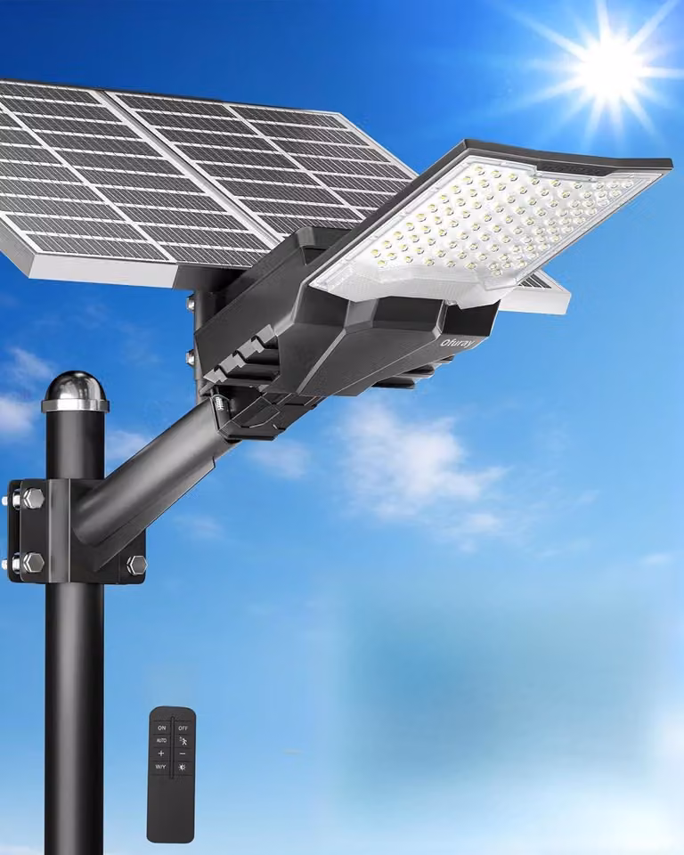 Lanterna solare per esterni, potente, con 92 LED, 18.000 W, colore nero