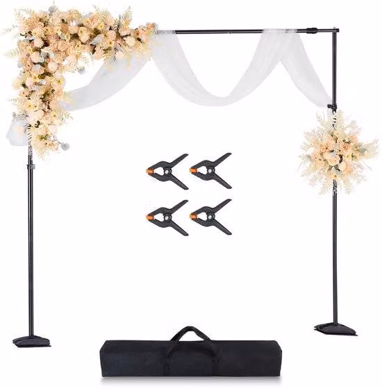 Supporto fotografico regolabile, dimensioni 2,6 x 3 metri, con 7 traverse, ideale per matrimoni, studi fotografici e feste