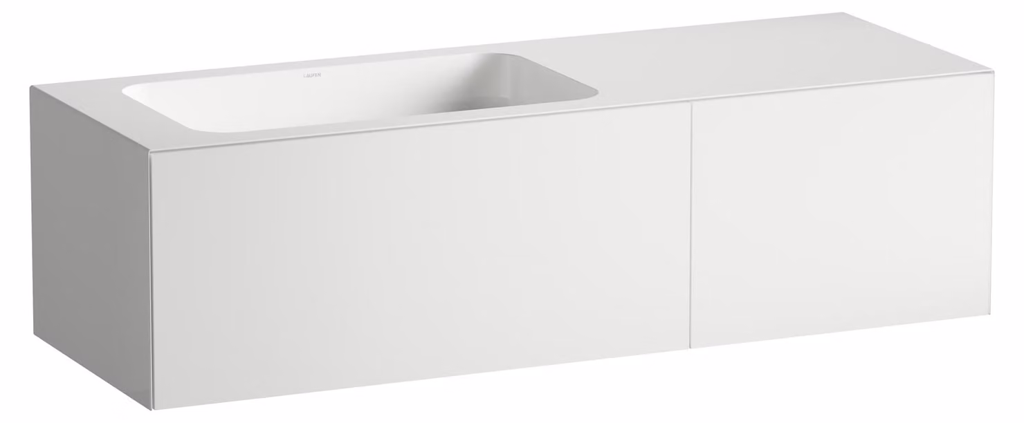 LAUFEN FOLIO plan de toilette, rectangulaire, 2 tiroirs, sans trou pour robinetterie, sans trop-plein, 1254x450x350mm, H580FO75251121, H580FO75251121