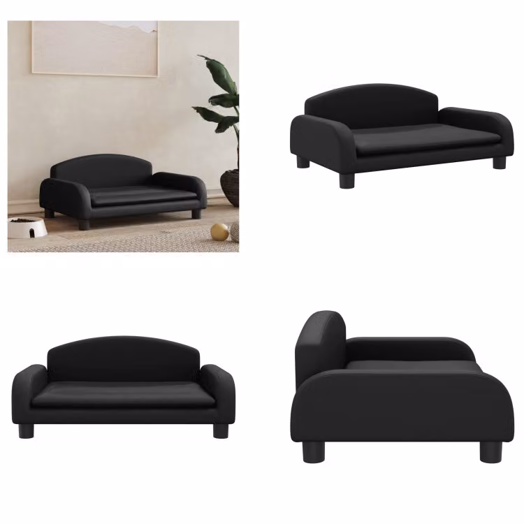 vidaXL Letto per cani nero 70x45x30 cm in Pelle finta - letto per cani - letti per cani - divano per cani - divano per animali domestici