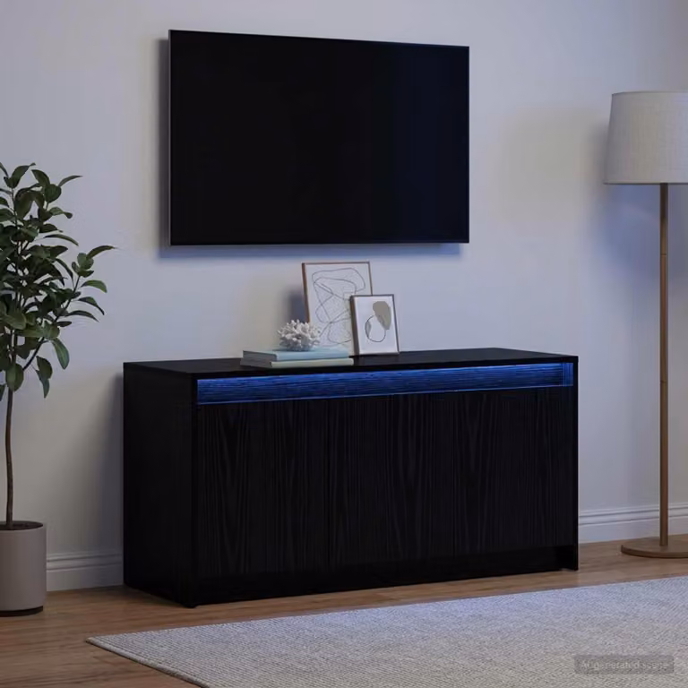 Mobile TV vidaXL Modern in Legno Ingegnerizzato MDF Nero L: 100 cm, P: 34 cm, H: 50 cm